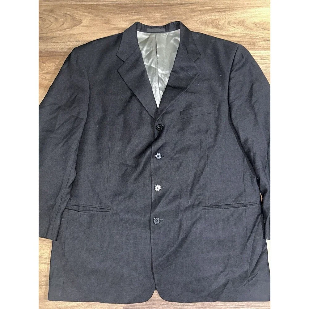 Vintage Monsieur Givenchy Men’s Sports Jacket Blazer Black Worsted Wool Size 46
